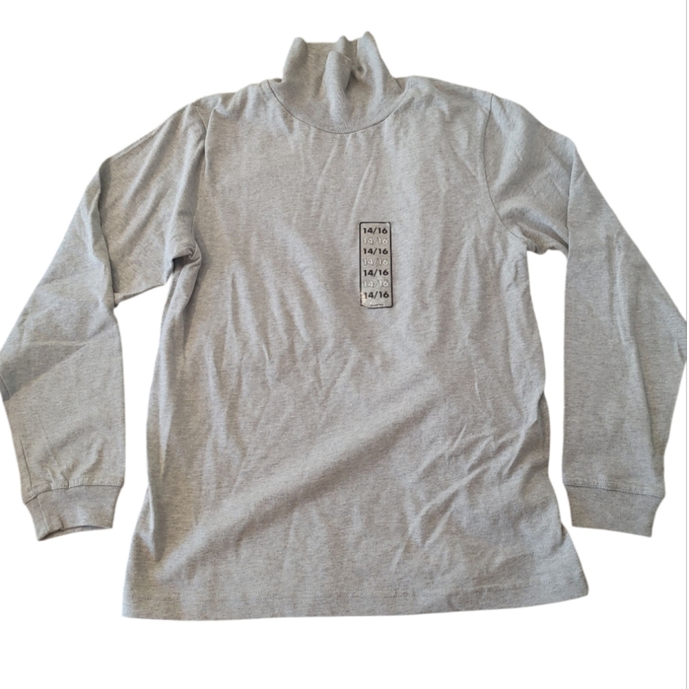 Basic Editions Boys Size 14/16 Long Sleeve Turtleneck Shirt Gray NWT